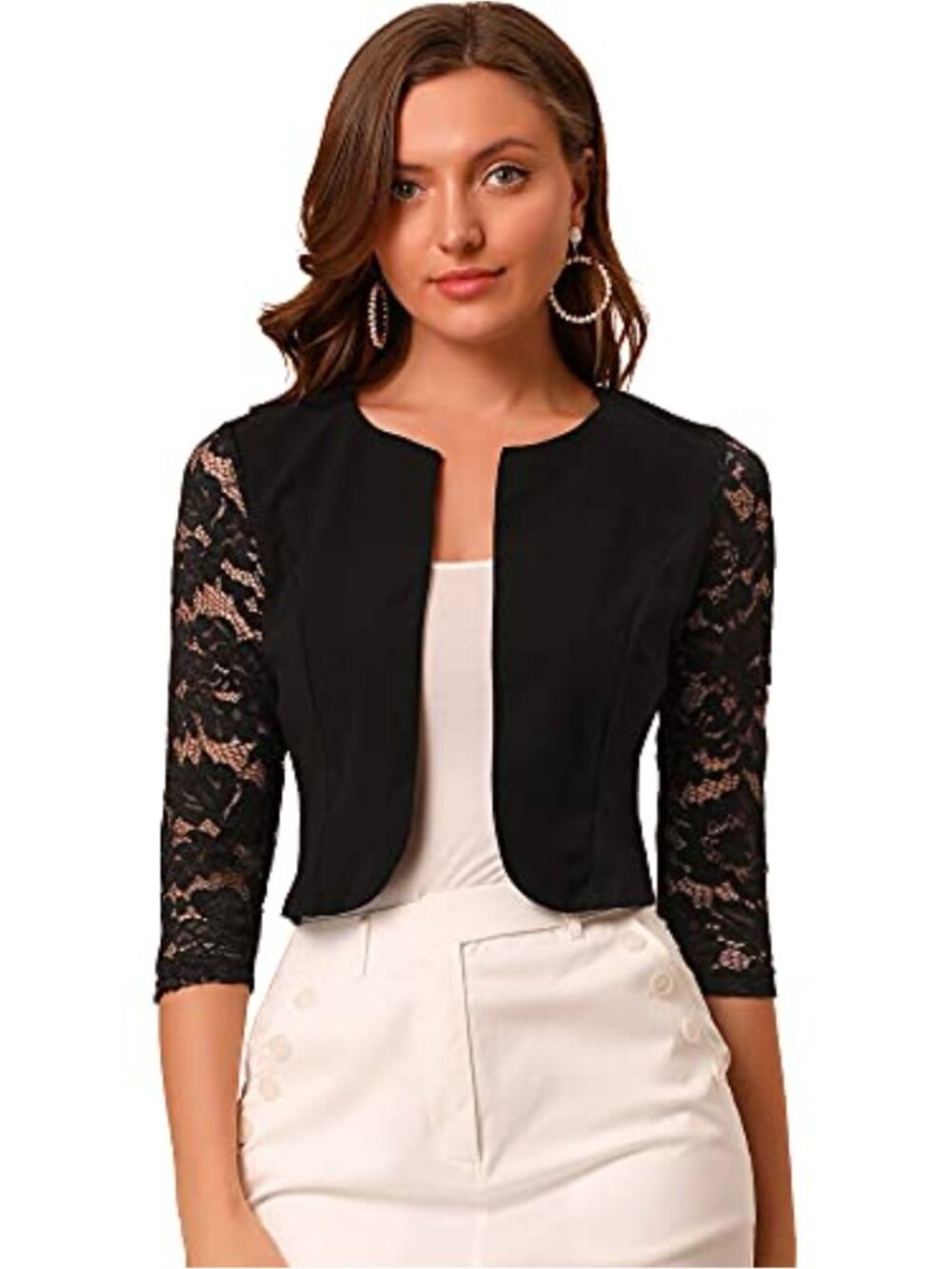 Women's Lace Sleeve Open Front Shrug Evening Jacket Formal Occasion